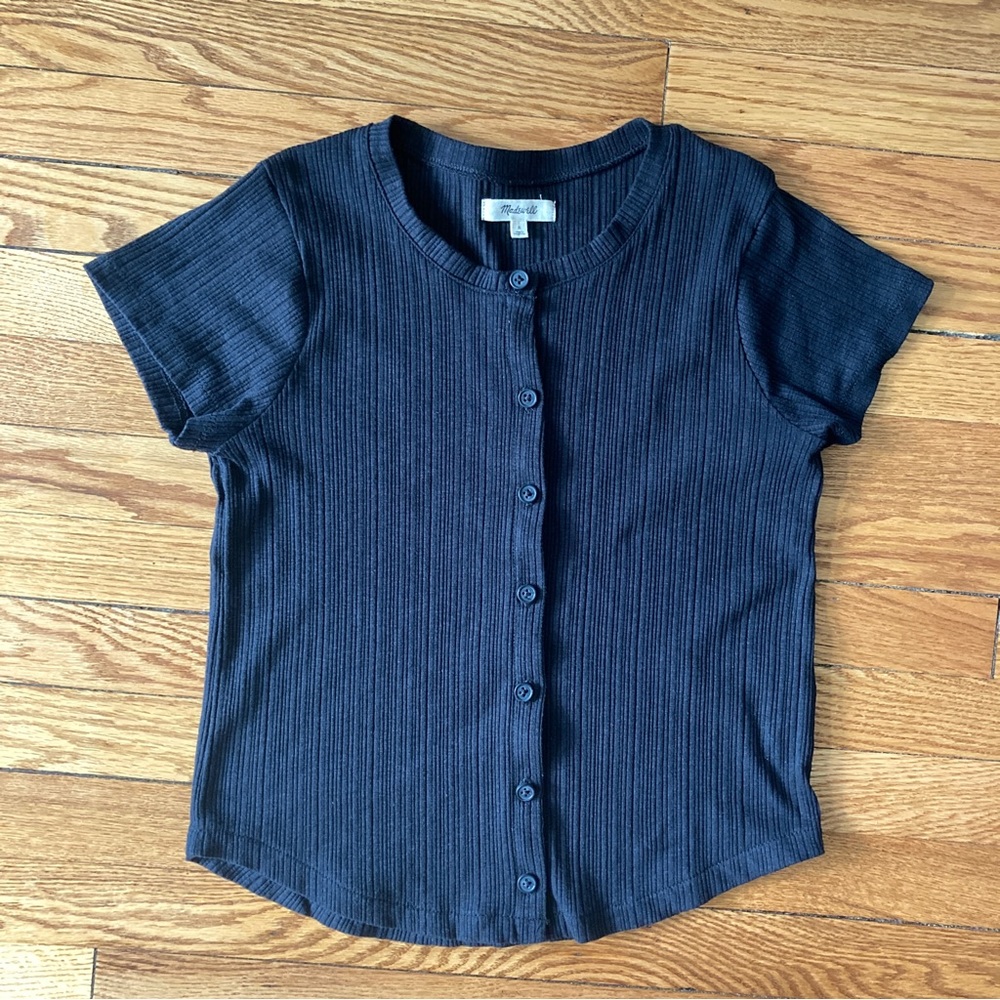 Madewell pointelle button-front slim tee